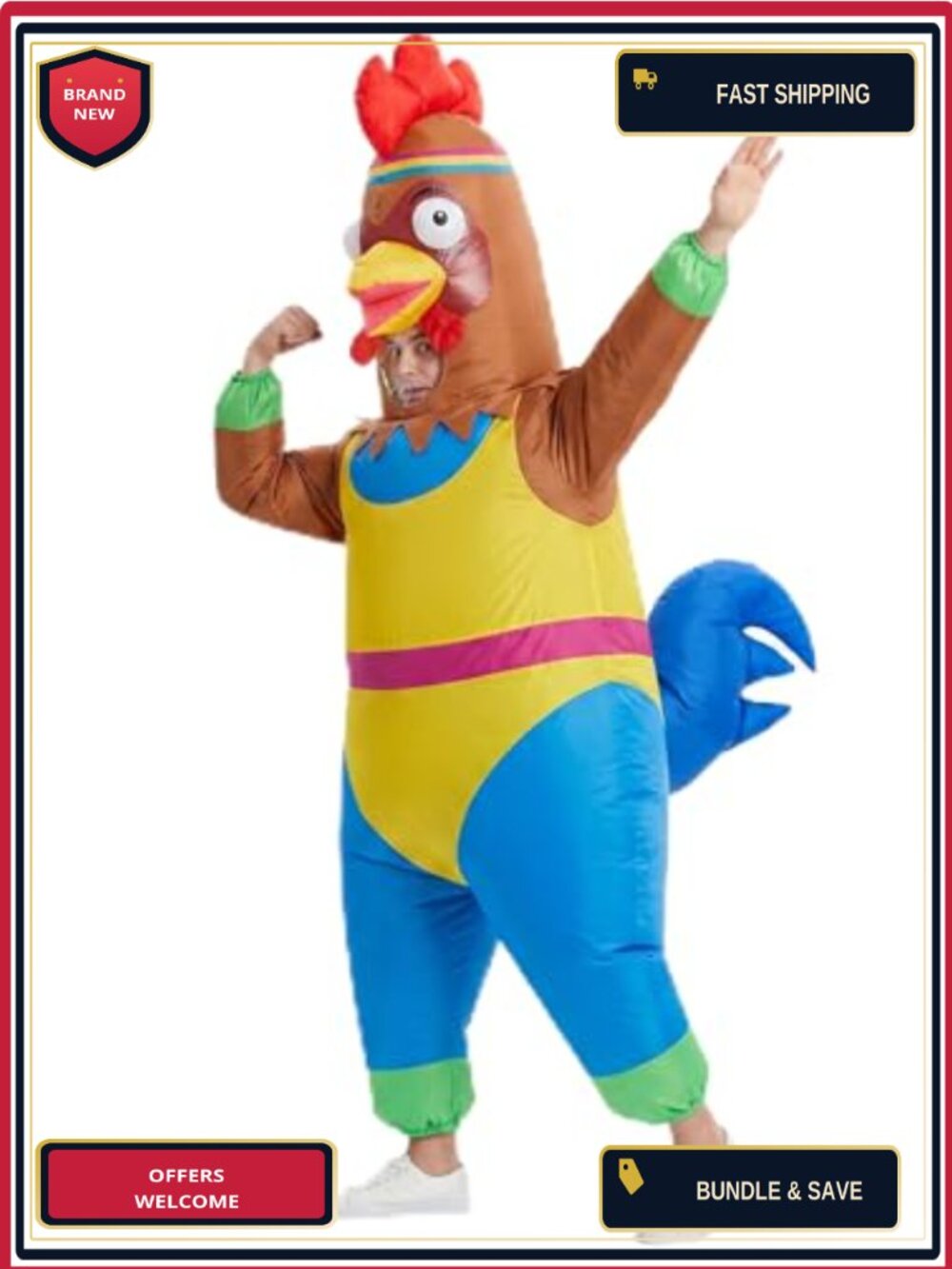 Chicken Inflatable Costume Adult Blow Up Rooster Full Body Suit Funny Halloween